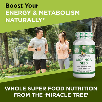 Organic Veda Moringa Seed Capsules - Pure Organic Moringa Capsules Seed Powder - Maple Wellness Supplements