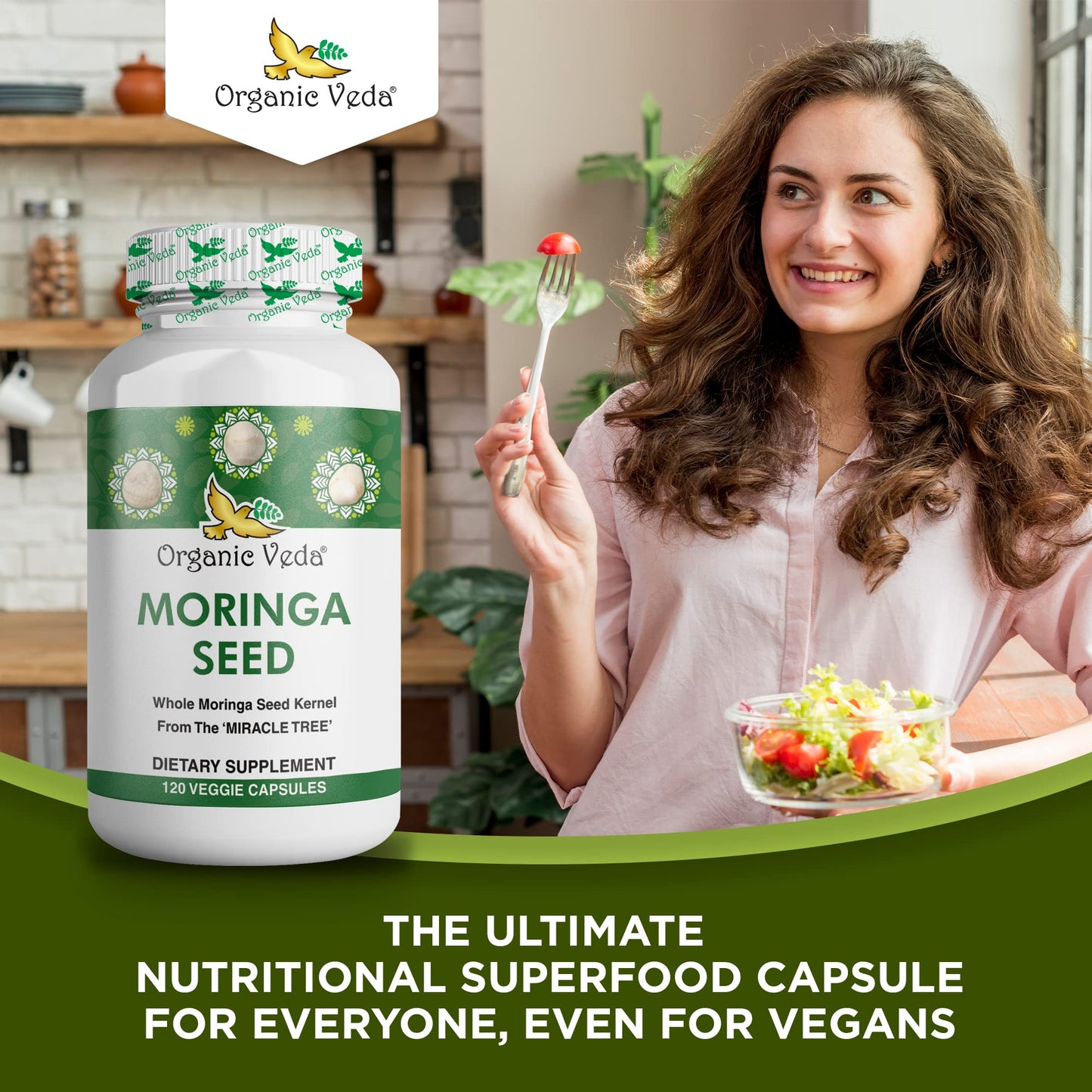 Organic Veda Moringa Seed Capsules - Pure Organic Moringa Capsules Seed Powder - Maple Wellness Supplements