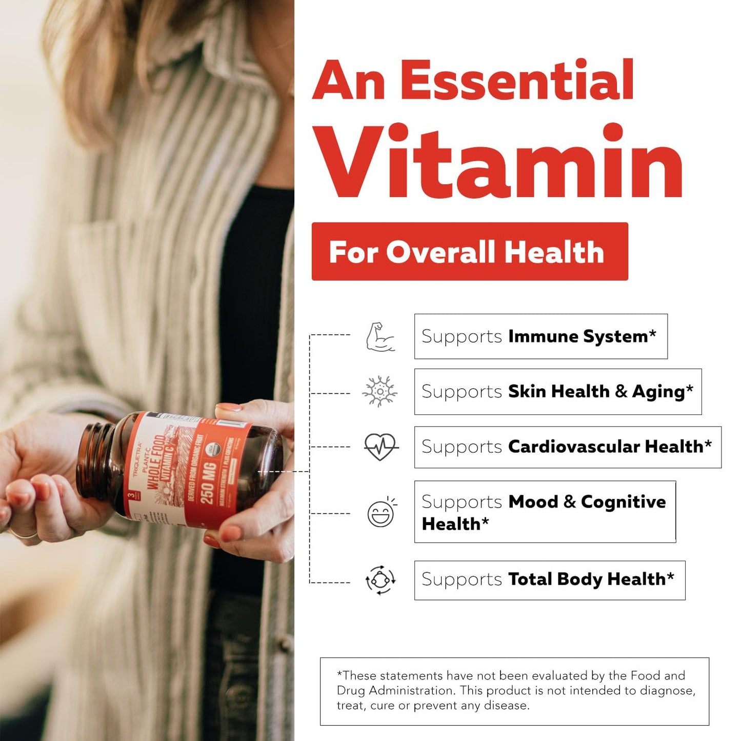 Organic Vitamin C | Whole Food Vitamin C from Fruit Plus Absorption Enhancing Cofactors - Vegan, Enhanced Bioavailability - Immune Support - Maple Wellness Supplements