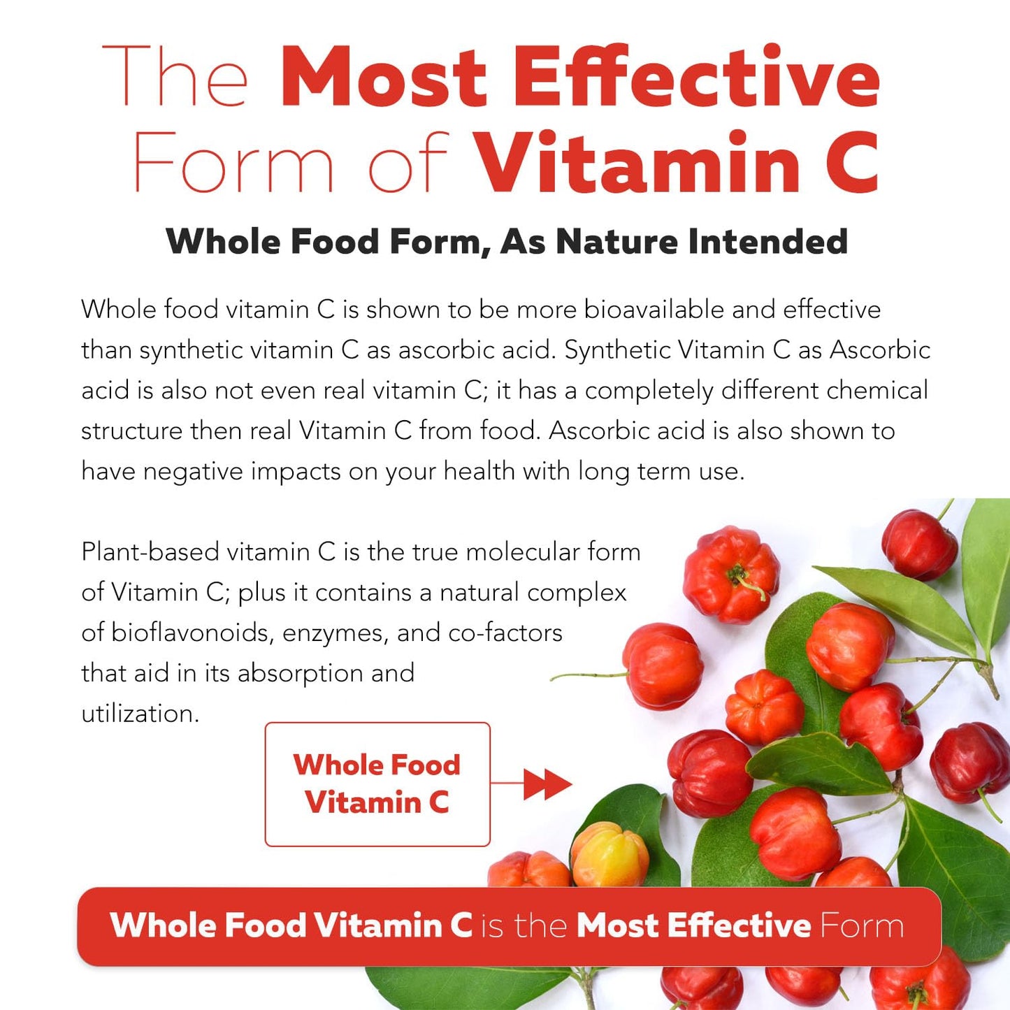 Organic Vitamin C | Whole Food Vitamin C from Fruit Plus Absorption Enhancing Cofactors - Vegan, Enhanced Bioavailability - Immune Support - Maple Wellness Supplements
