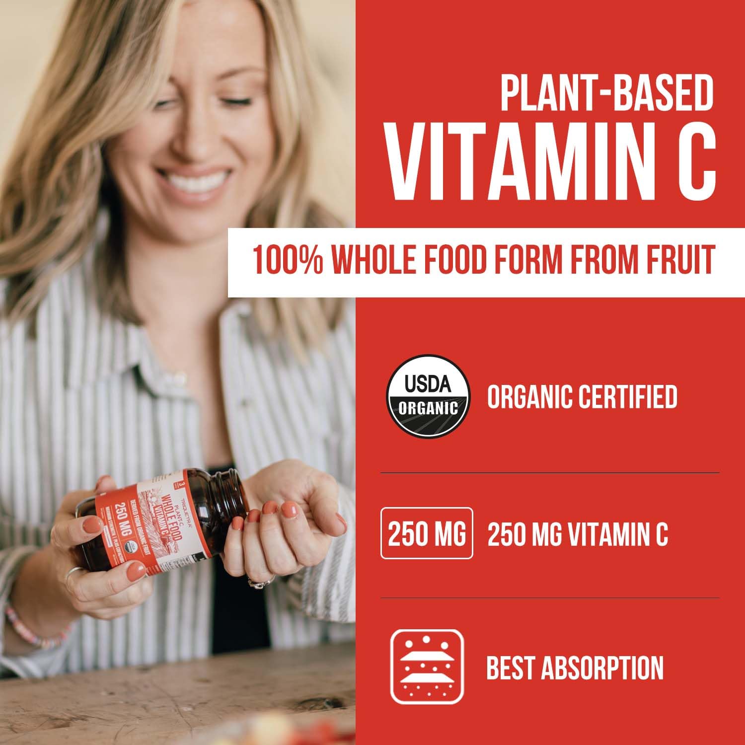 Organic Vitamin C | Whole Food Vitamin C from Fruit Plus Absorption Enhancing Cofactors - Vegan, Enhanced Bioavailability - Immune Support - Maple Wellness Supplements