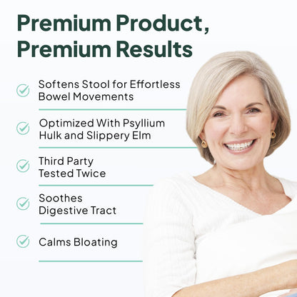 Organics Ocean Better Fiber - Daily Fiber Supplement - Soften Stool for Effortless Bowel Movements - with Psyllium Hulk and Slippery Elm - 90 Capsules - Maple Wellness Supplements