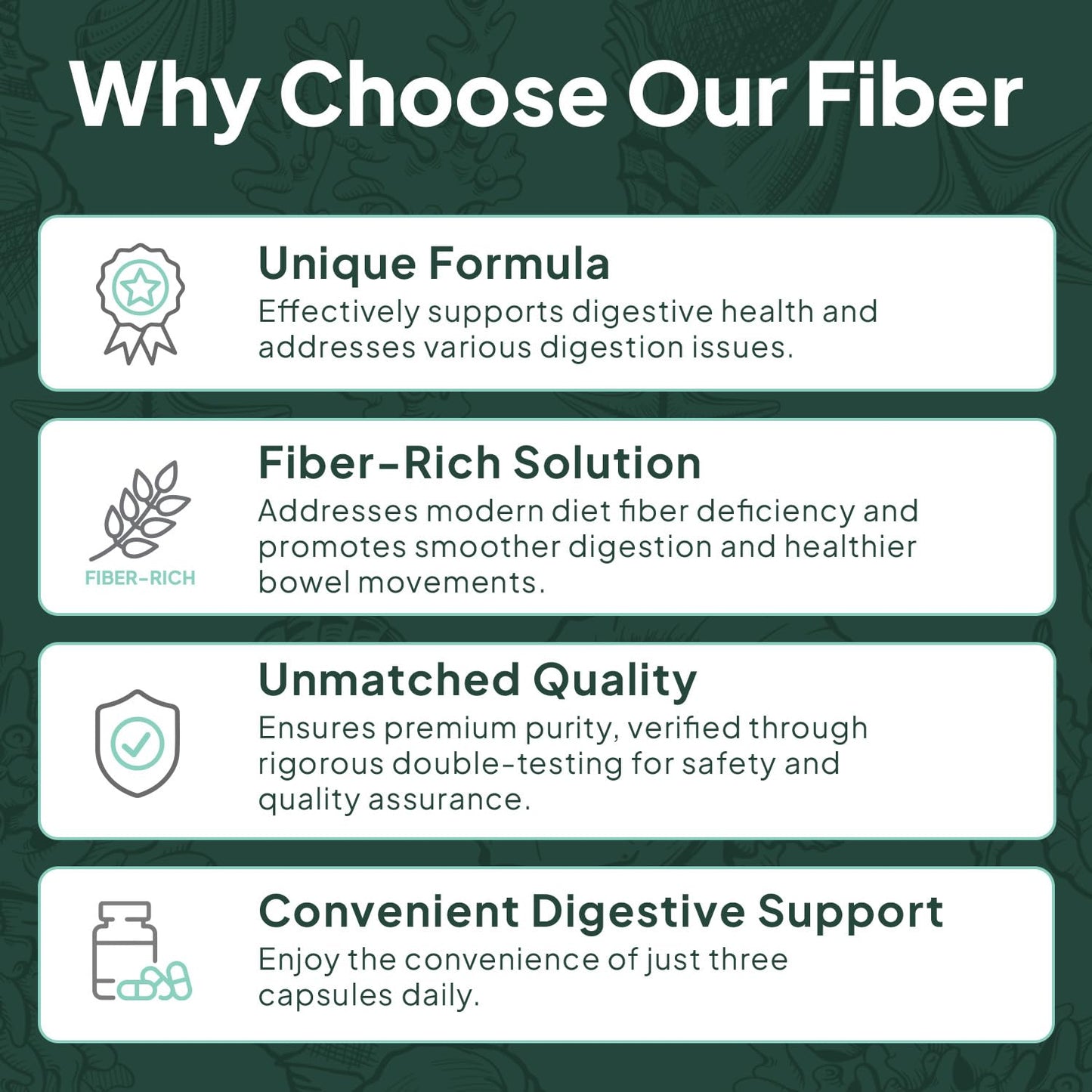 Organics Ocean Better Fiber - Daily Fiber Supplement - Soften Stool for Effortless Bowel Movements - with Psyllium Hulk and Slippery Elm - 90 Capsules - Maple Wellness Supplements