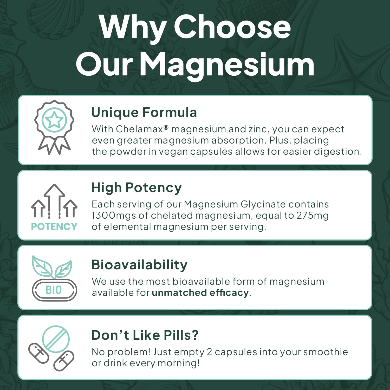 Organics Ocean Pure Magnesium Glycinate with Zinc - Maximum Strength Chelated Magnesium Supplement for Women and Men for Muscle Cramps and Sleep Support - 3 Bottles - Maple Wellness Supplements