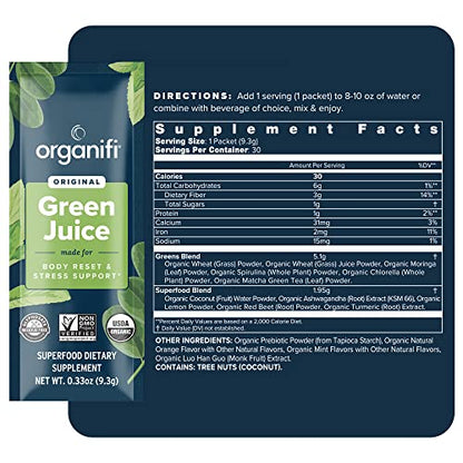 Organifi: GO Packs - Green Juice - Organic Superfood Supplement Powder - 30 Count - Maple Wellness Supplements
