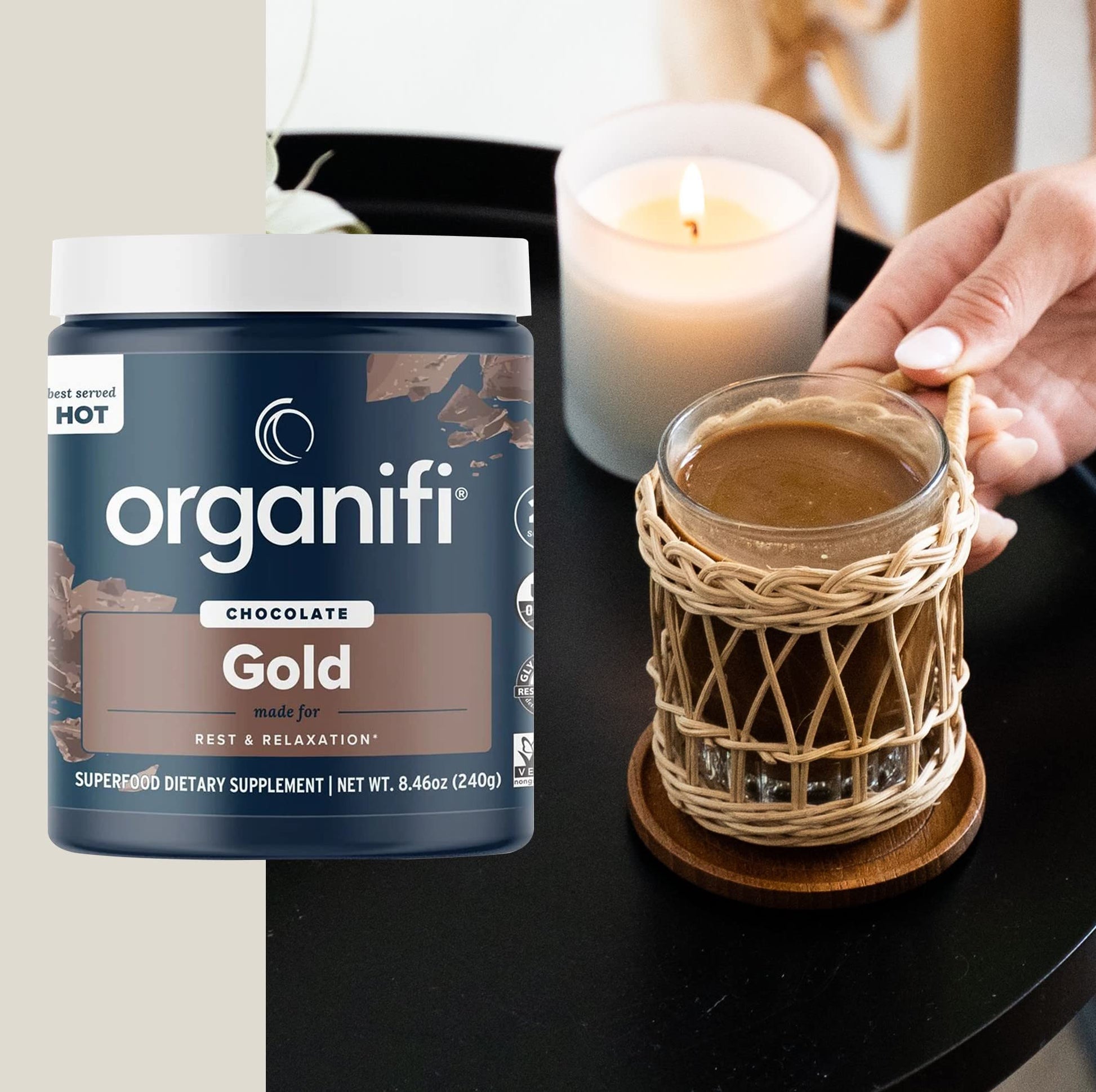 Organifi - Gold Chocolate - Superfood Supplement Powder - 20 Day Supply - Supports Rest - Maple Wellness Supplements