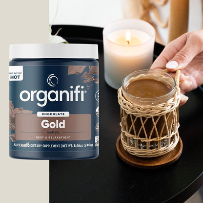 Organifi - Gold Chocolate - Superfood Supplement Powder - 20 Day Supply - Supports Rest - Maple Wellness Supplements