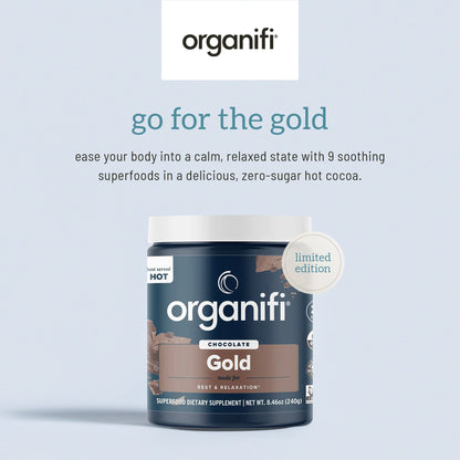 Organifi - Gold Chocolate - Superfood Supplement Powder - 20 Day Supply - Supports Rest - Maple Wellness Supplements