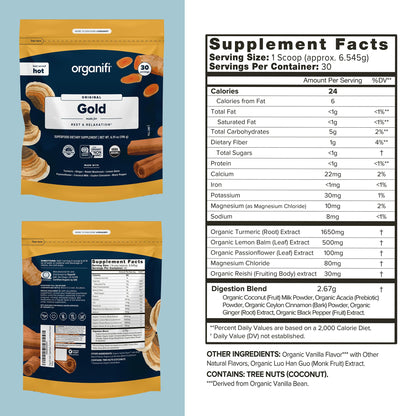 Organifi: Gold - Superfood Supplement Powder- 90 Servings (3 Pack) - Stress Support - Maple Wellness Supplements