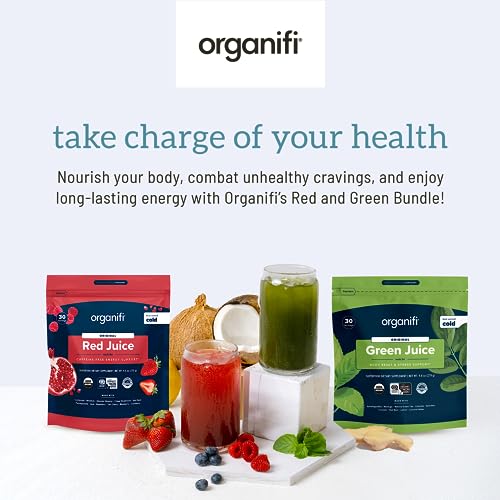 Organifi Green Juice and Red Juice Bundle - 30 Day Supply - Delicious, Refreshing Organic - Maple Wellness Supplements