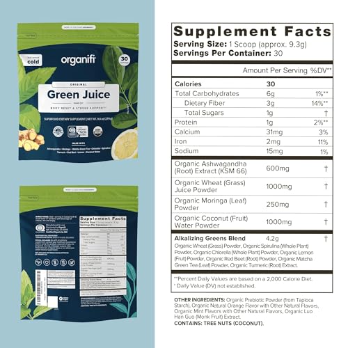 Organifi Green Juice - Organic Superfood Powder - 180-Day Supply - Organic Vegan Green - Maple Wellness Supplements