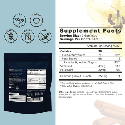 Organifi - Shilajit Gummies - Supports Natural Energy and Strength - Vanilla Cinnamon - Maple Wellness Supplements