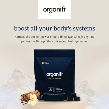 Organifi - Shilajit Gummies - Supports Natural Energy and Strength - Vanilla Cinnamon - Maple Wellness Supplements