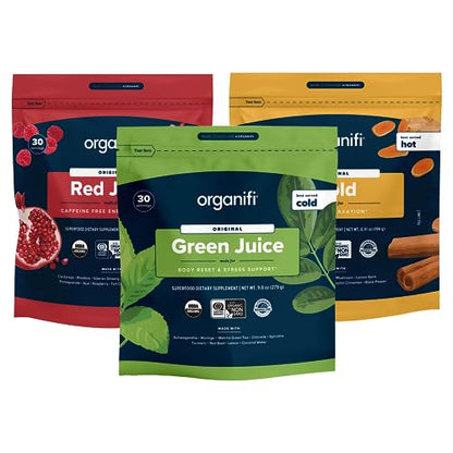 Organifi Sunrise to Sunset Power Box (9.5 Oz. Each) - Organic Superfood Powder - Maple Wellness Supplements
