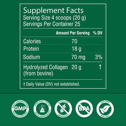 Organika Collagen Powder - for Healthy Hair, Skin, Nails, and Joints. Hydrolyzed Protein Peptides for Better Absorption- Grass-Fed, Non-GMO- Unflavoured- 2.2lbs - Maple Wellness Supplements