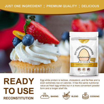 Orgnisulmte Egg White Protein Powder 8 Oz, Pasteurized Dried Egg Whites Protein, Gluten-Free, Non-GMO, Unflavored, Free Range High Whip for Baking, Desserts 227g - Maple Wellness Supplements