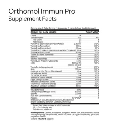 Orthomol Immun Pro, Immune Support & Gut Health Powder & Capsules for Adults with Probiotics, Prebiotics, Fiber, Vitamin C, Zinc, Selenium, Iodine, Vitamin D, E, A,B, Calcium (30 Day Supply) - Maple Wellness Supplements