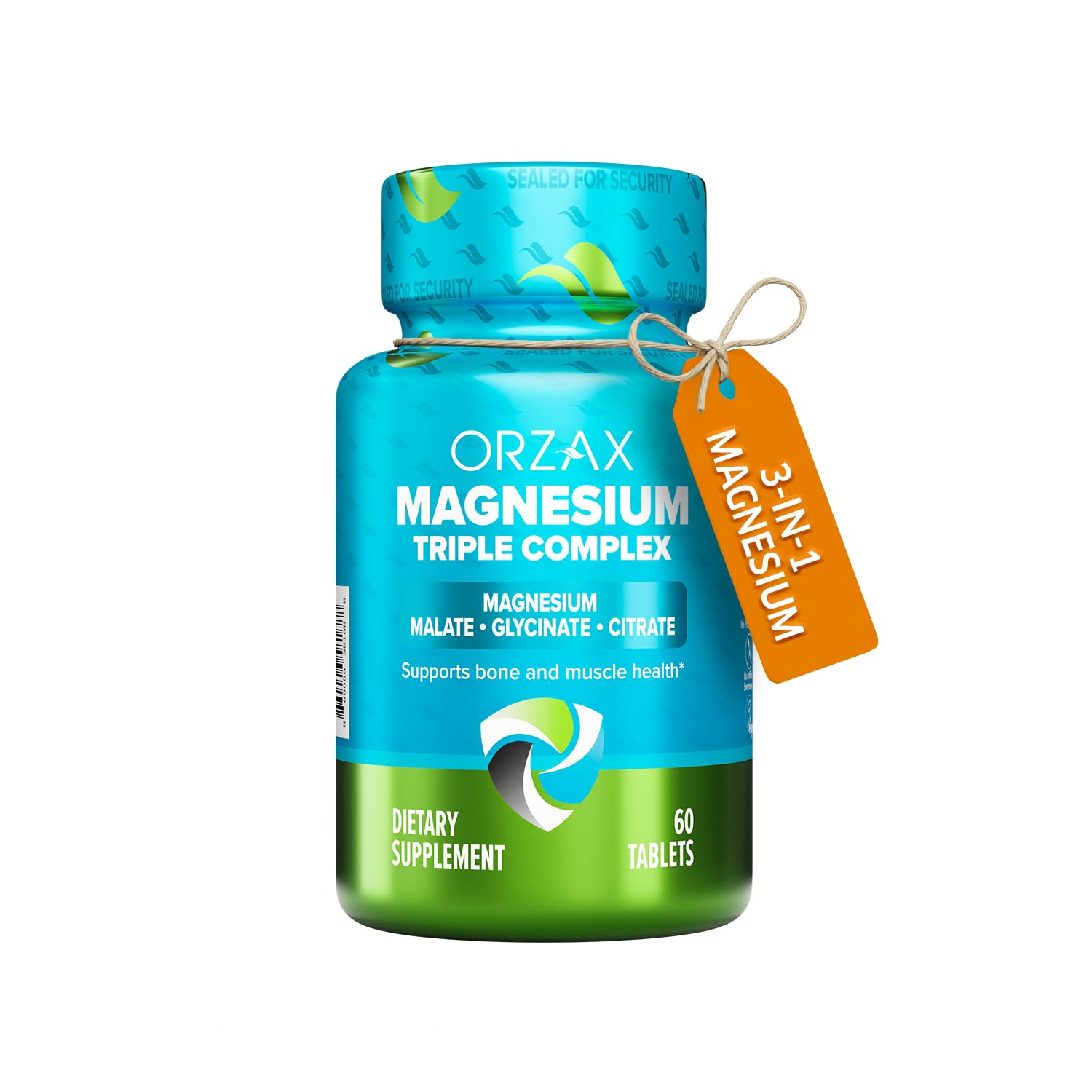 ORZAX Magnesium Triple Complex | Magnesium Glycinate, Citrate, Malate | Vegan, Gluten Free, Dairy Free, Halal | 200 mg of Triple Complex Magnesium for Muscles & Energy for Women and Men | 60 Tablets - Maple Wellness Supplements
