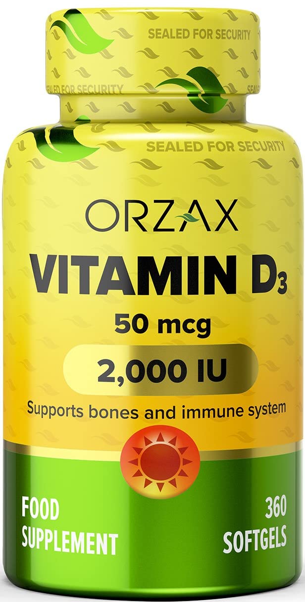 ORZAX Vitamin D3 2000 iu (50 mcg) - 1 Year Supply for Strong Muscle Function - Maple Wellness Supplements