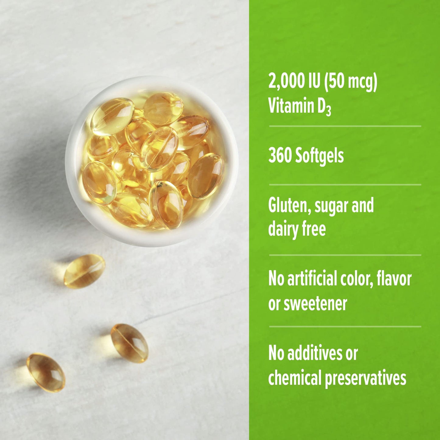 ORZAX Vitamin D3 2000 iu (50 mcg) - 1 Year Supply for Strong Muscle Function - Maple Wellness Supplements