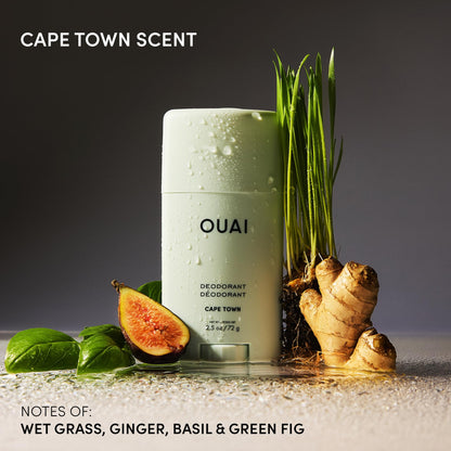 OUAI Aluminum Free Deodorant - Women's Deodorant with 24-Hour Odor Control & Invisible Application - Enriched with Notes of Wet Grass, Ginger, Basil & Green Fig - Cape Town (2.5 oz) - Maple Wellness Supplements