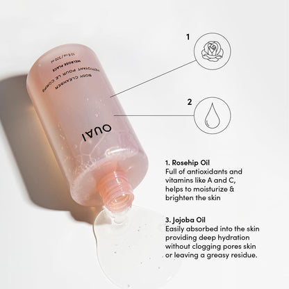 OUAI Body Cleanser, Melrose Place - Foaming Body Wash with Jojoba Oil and Rosehip Oil to Hydrate, Nurture, Balance and Soften Skin - Paraben, Phthalate and Sulfate Free Skin Care Products (10 Fl Oz) - Maple Wellness Supplements