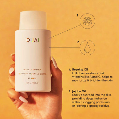 OUAI Body Cleanser, St. Barts - Foaming Body Wash with Jojoba Oil and Rosehip Oil to Hydrate, Nurture, Balance and Soften Skin - Paraben - Maple Wellness Supplements
