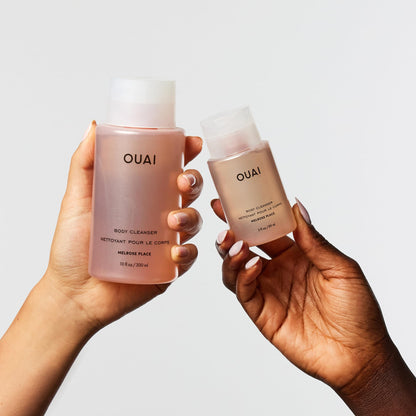 OUAI Body Cleanser Travel Size, Melrose Place - Foaming Body Wash with Jojoba Oil & Rosehip Oil to Hydrate, Balance & Soften Skin - Paraben, Phthalate, Sulfate Free Skin Care Products (3 Fl Oz) - Maple Wellness Supplements