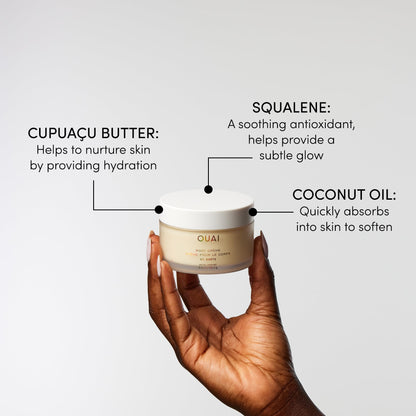 OUAI Body Creme, St. Barts Travel Size - Hydrating Whipped Body Cream with Cupuaçu Butter, Coconut Oil & Squalane - Softens Skin & Delivers Radiant Glow - Sulfate-Free Skin Care (3.4 oz) - Maple Wellness Supplements