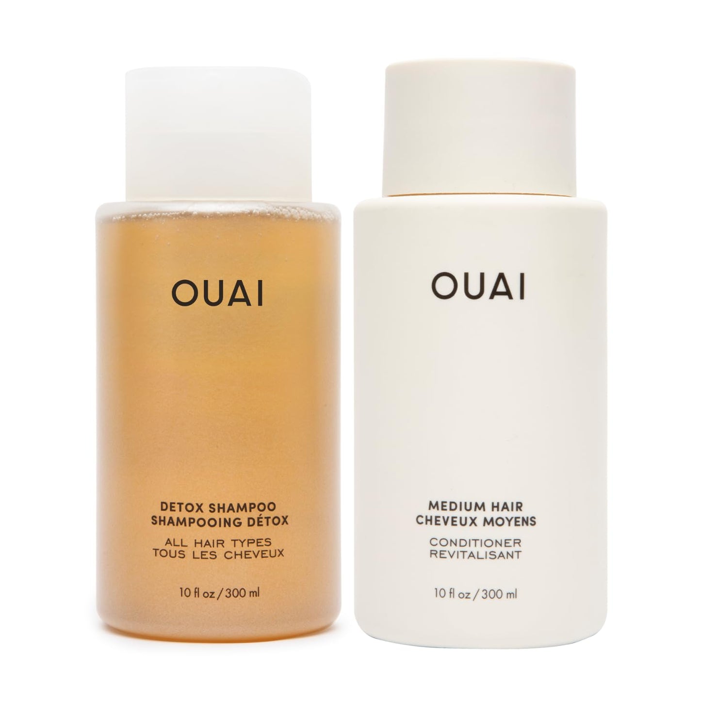 OUAI Detox Shampoo & Medium Hair Conditioner Bundle - Clarifying Shampoo for Build Up, Dirt, Oil, Product and Hard Water & Hydrating Conditioner for Medium Hair (2 Count) - Maple Wellness Supplements