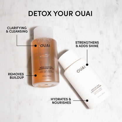 OUAI Detox Shampoo & Medium Hair Conditioner Bundle - Clarifying Shampoo for Build Up, Dirt, Oil, Product and Hard Water & Hydrating Conditioner for Medium Hair (2 Count) - Maple Wellness Supplements