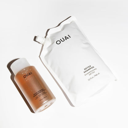 OUAI Detox Shampoo Refill - Clarifying Shampoo for Build Up, Dirt, Oil, Product and Hard Water - Apple Cider Vinegar & Keratin for Clean, Refreshed Hair - Sulfate-Free Hair Care (32 oz) - Maple Wellness Supplements
