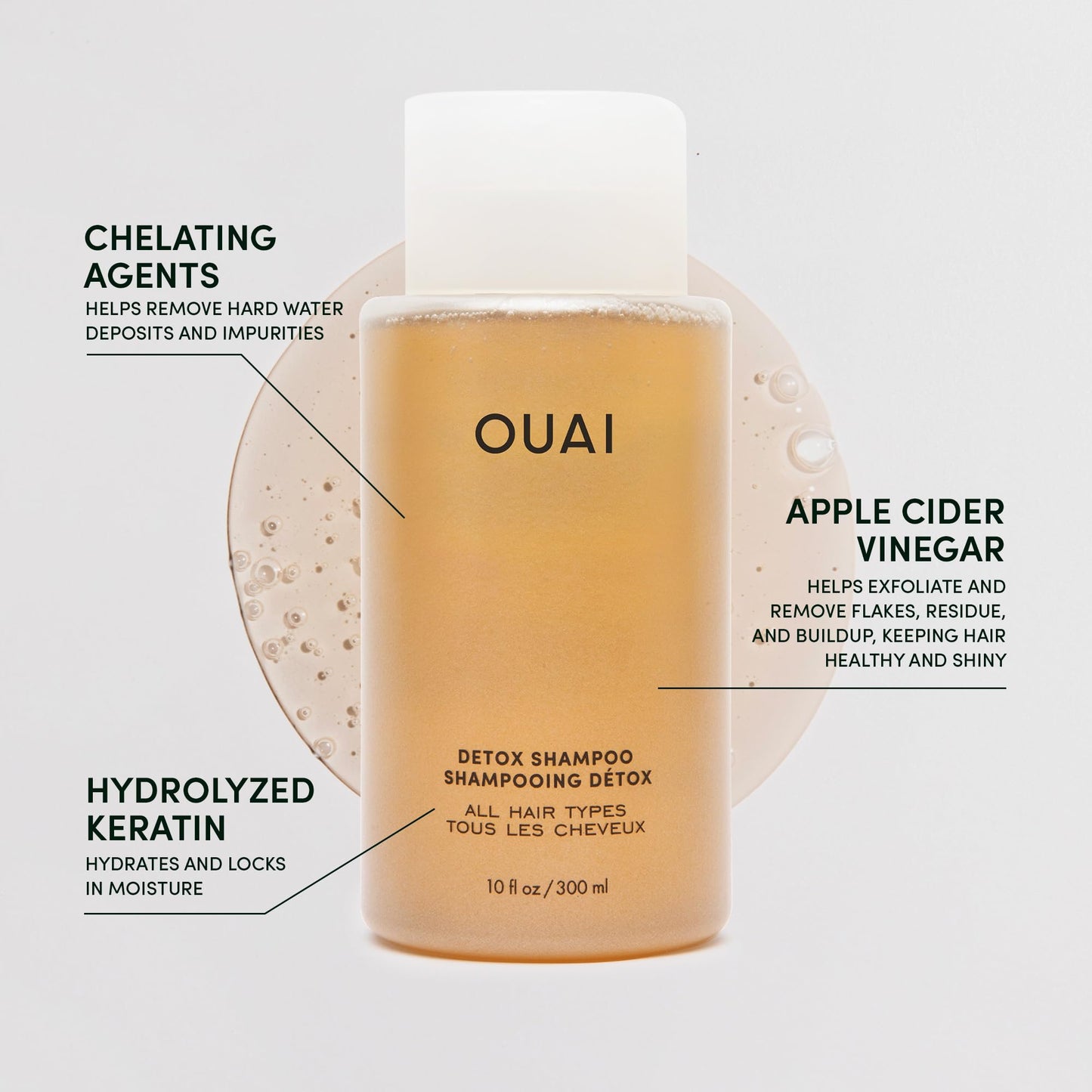 OUAI Detox Shampoo + Refill - Clarifying Shampoo for Build Up, Oil, Product & Hard Water - Apple Cider Vinegar & Keratin for Clean, Refreshed Hair - Sulfate Free Hair Care (2 Count, 10 Oz/32 Oz) - Maple Wellness Supplements