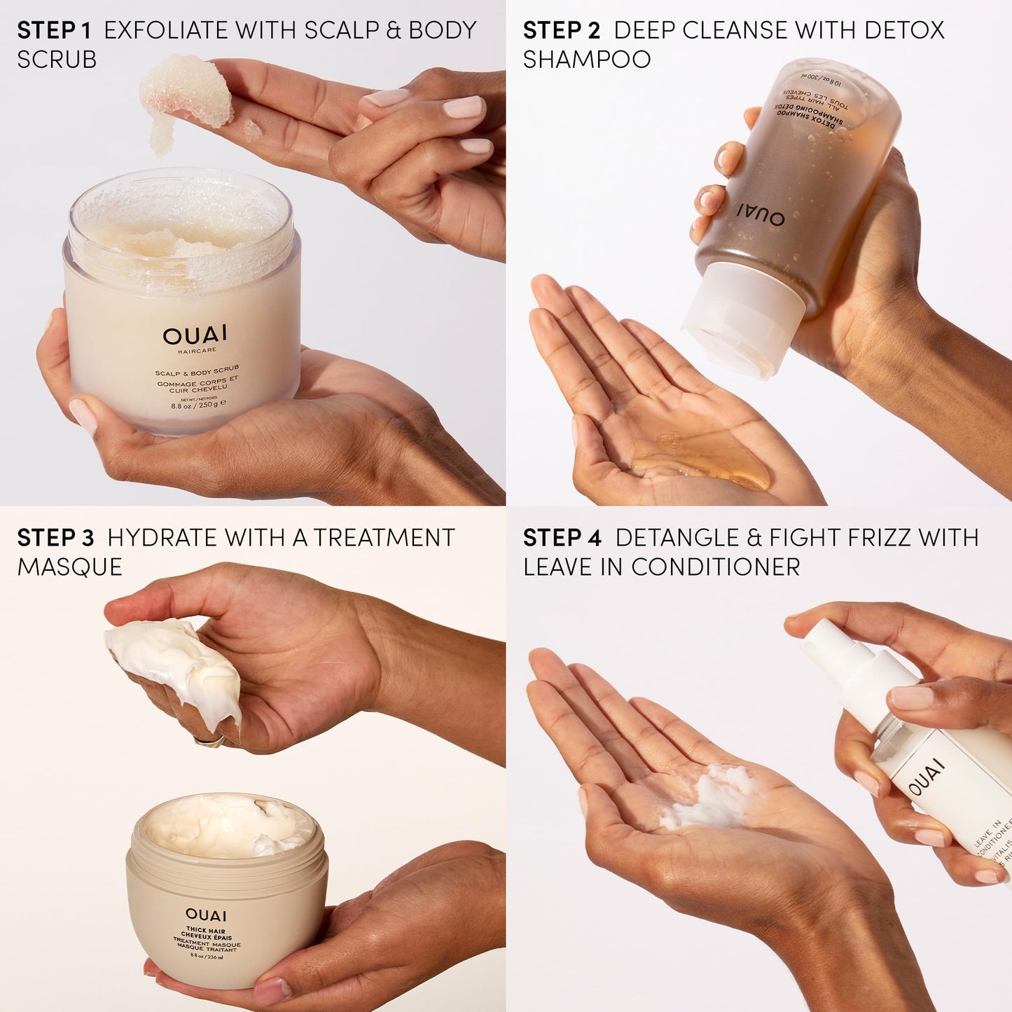 OUAI Detox Shampoo & Thick Hair Conditioner Bundle - Clarifying Shampoo for Build Up, Dirt, Oil, Product and Hard Water & Moisturizing Conditioner for Thick Hair (2 Count) - Maple Wellness Supplements