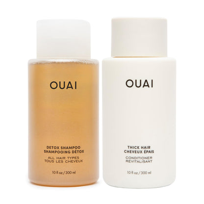 OUAI Detox Shampoo & Thick Hair Conditioner Bundle - Clarifying Shampoo for Build Up, Dirt, Oil, Product and Hard Water & Moisturizing Conditioner for Thick Hair (2 Count) - Maple Wellness Supplements