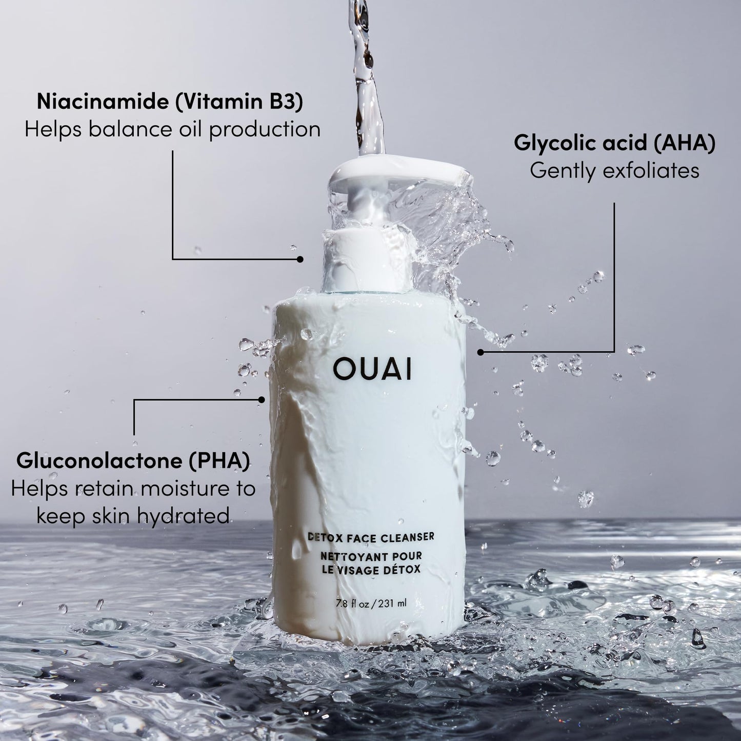 OUAI Detox Shower Routine Bundle - Gentle Detox Face Cleanser (7.8 Oz) and Clarifying Shampoo with Apple Cider Vinegar (10 Oz) - Removes Dirt, Oil, Product, Makeup, and Sunscreen - 2-Piece Bundle - Maple Wellness Supplements