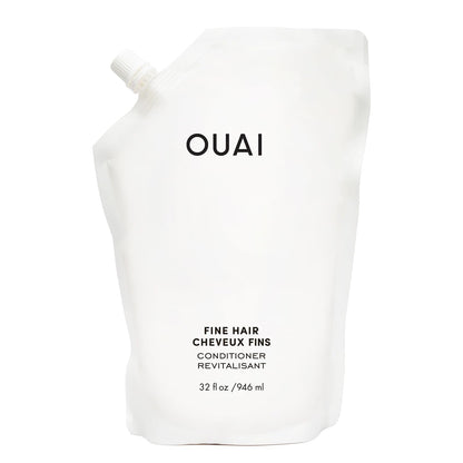 OUAI Fine Hair Conditioner Refill - Volumizing Conditioner Made with Keratin, Biotin and Chia Seed Oil - Adds Softness, Bounce and Volume - Free from Parabens, Sulfates, and Phthalates (32 Oz) - Maple Wellness Supplements