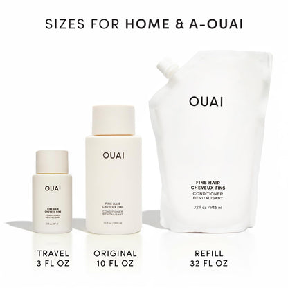 OUAI Fine Hair Conditioner Refill - Volumizing Conditioner Made with Keratin, Biotin and Chia Seed Oil - Adds Softness, Bounce and Volume - Free from Parabens, Sulfates, and Phthalates (32 Oz) - Maple Wellness Supplements