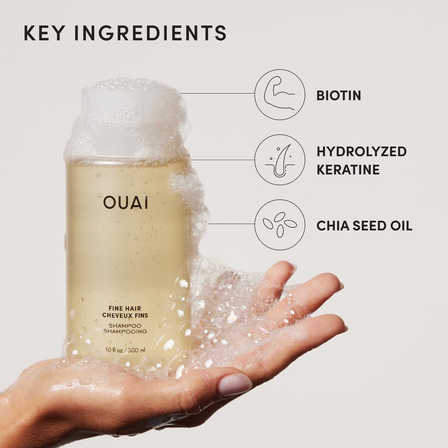 OUAI Fine Hair Shampoo Refill - Volumizing Shampoo for Fine Strands - Made with Biotin, Keratin & Chia Seed Oil - Strengthens, Nourishes & Thickens - Color-Safe & Sulfate Free Hair Care (32 Fl oz) - Maple Wellness Supplements