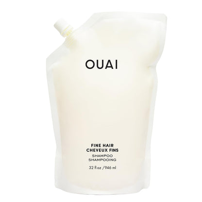 OUAI Fine Hair Shampoo Refill - Volumizing Shampoo for Fine Strands - Made with Biotin, Keratin & Chia Seed Oil - Strengthens, Nourishes & Thickens - Color-Safe & Sulfate Free Hair Care (32 Fl oz) - Maple Wellness Supplements
