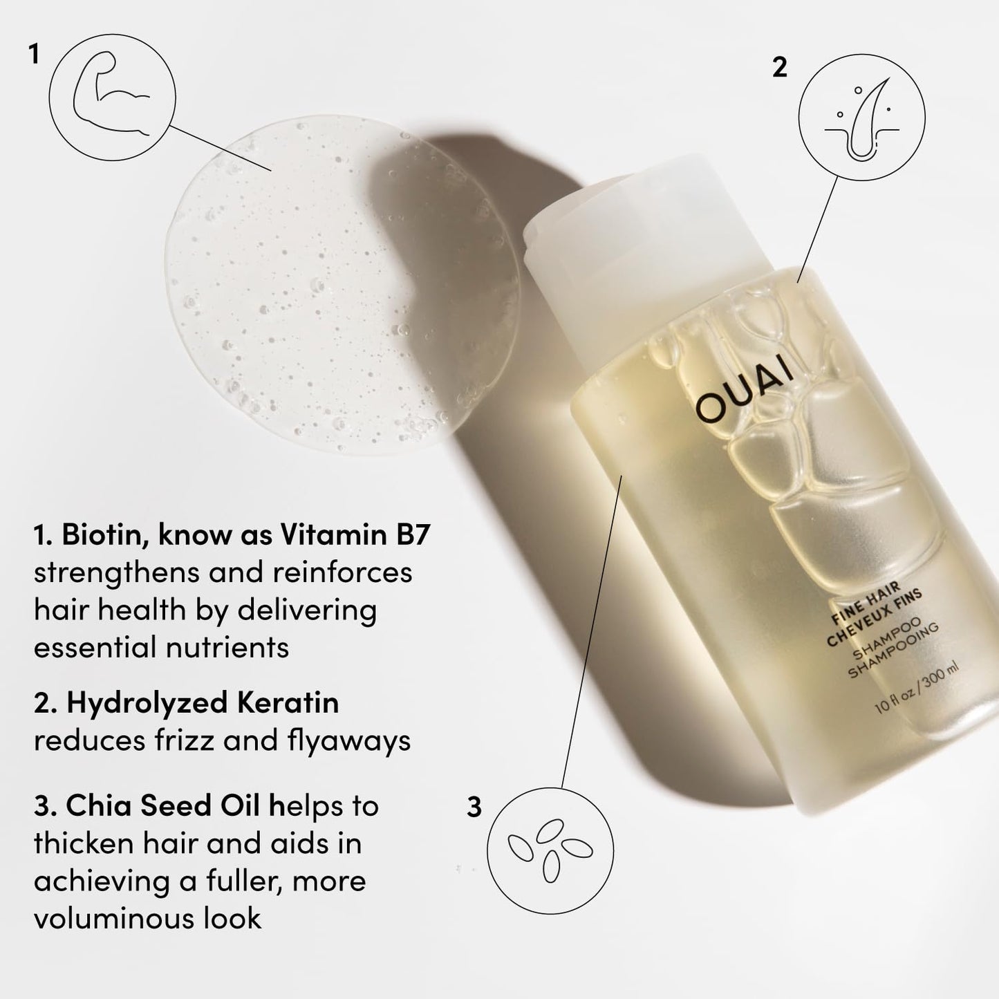 OUAI Fine Shampoo and Conditioner Set - Sulfate Free Shampoo and Conditioner for Women & Men - Made with Keratin, Marshmallow Root, Shea Butter & Avocado Oil - Free of Parabens & Phthalates (10 Fl Oz) - Maple Wellness Supplements