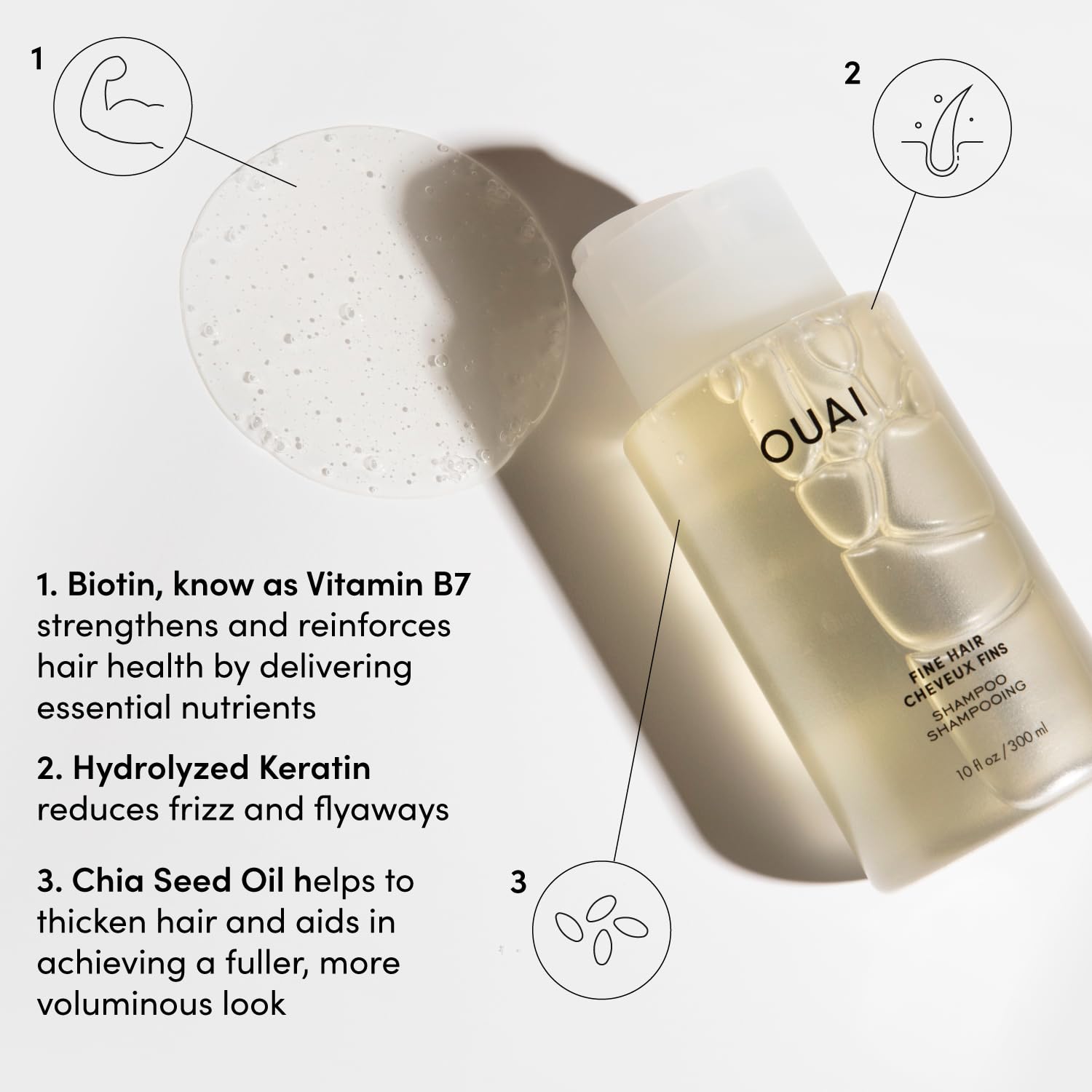OUAI Fine Shampoo and Conditioner Set - Sulfate Free Shampoo and Conditioner for Women & Men - Made with Keratin, Marshmallow Root, Shea Butter & Avocado Oil - Free of Parabens & Phthalates (10 Fl Oz) - Maple Wellness Supplements