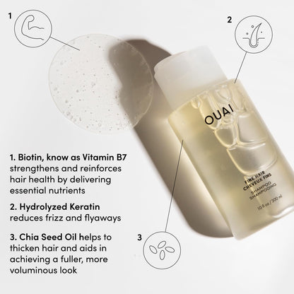 OUAI Fine Shampoo and Conditioner Set - Sulfate Free Shampoo and Conditioner for Women & Men - Made with Keratin, Marshmallow Root, Shea Butter & Avocado Oil - Free of Parabens & Phthalates (10 Fl Oz) - Maple Wellness Supplements