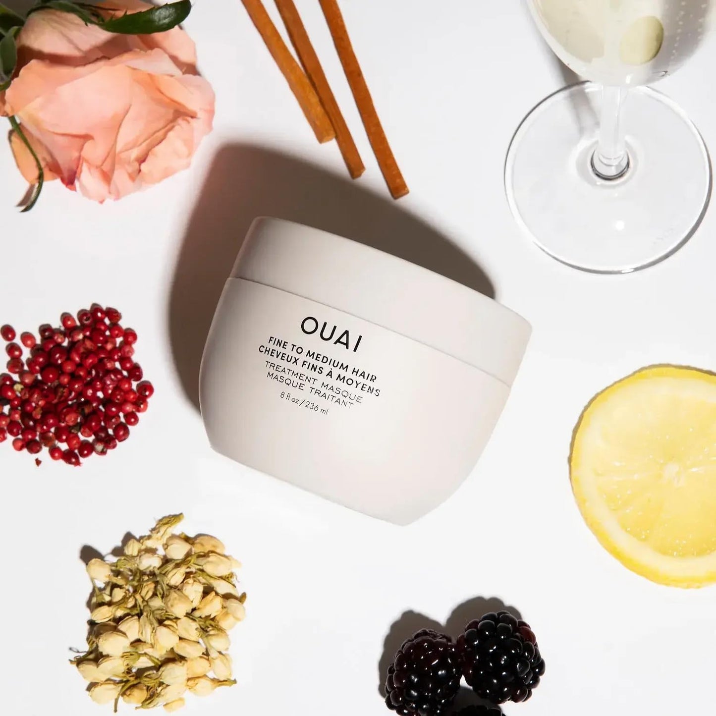 OUAI Fine to Medium Hair Treatment Masque - Mask for Hair Repair, Hydration and Shine - With Shea Butter, Keratin and Panthenol - Paraben, Phthalate and Sulfate Free (3.4 Oz) - Maple Wellness Supplements