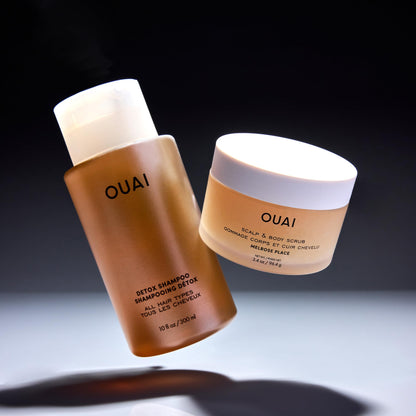 OUAI Hair Care Set - Clarifying Shampoo & Exfoliating Scalp Scrub - Deep Cleansing & Balancing - Hair Care Kit with Detox Shampoo & Travel Size Sugar Scrub for Scalp (2 Count) - Maple Wellness Supplements