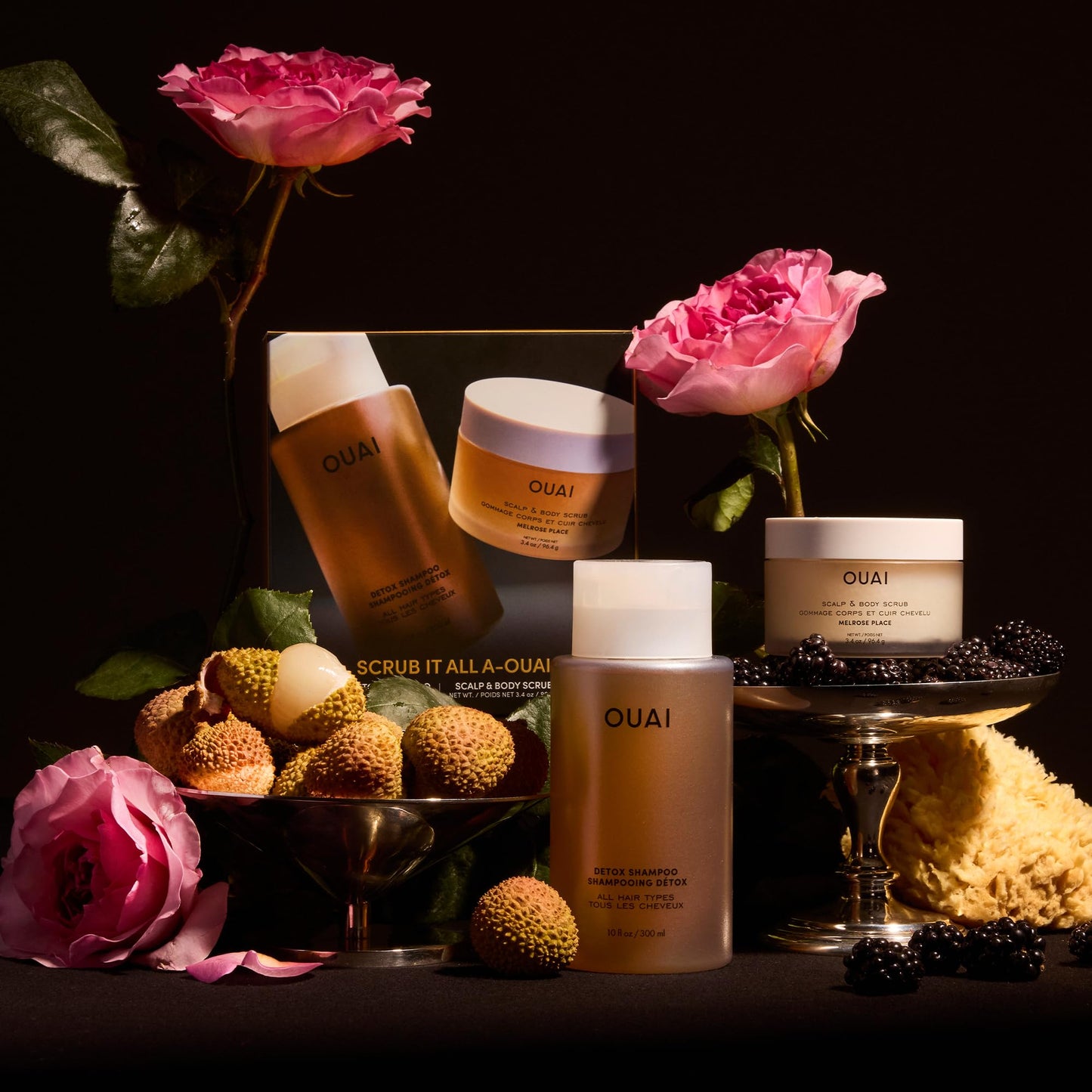 OUAI Hair Care Set - Clarifying Shampoo & Exfoliating Scalp Scrub - Deep Cleansing & Balancing - Hair Care Kit with Detox Shampoo & Travel Size Sugar Scrub for Scalp (2 Count) - Maple Wellness Supplements