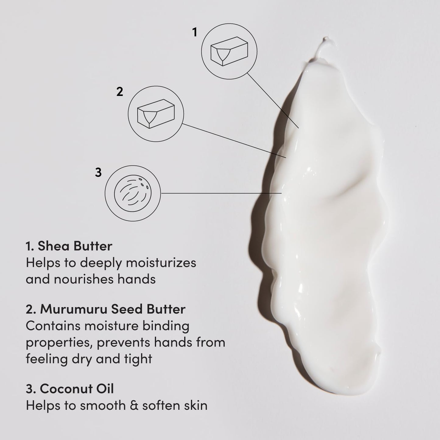 OUAI Hand Cream - Thick, Creamy Balm with Coconut Oil, Murumuru Butter and Shea Butter - Hydrating Moisturizer for Soft Hands - Use Daily to Deeply Nourish Skin (3 Oz) - Maple Wellness Supplements