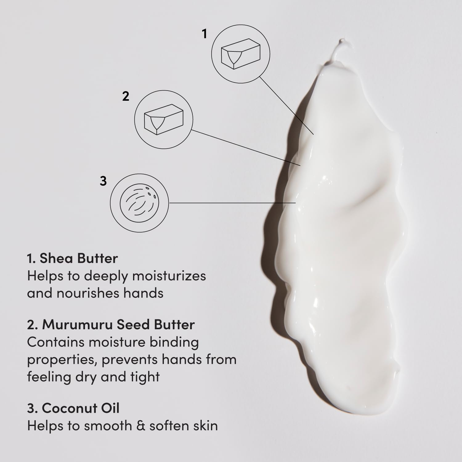OUAI Hand Cream - Thick, Creamy Balm with Coconut Oil, Murumuru Butter and Shea Butter - Hydrating Moisturizer for Soft Hands - Use Daily to Deeply Nourish Skin (3 Oz) - Maple Wellness Supplements