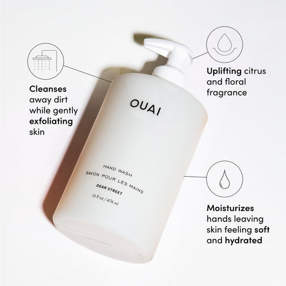 OUAI Hand Wash and Hand Lotion Set, Dean Street Scent - Moisturizes and Exfoliates with Daily Use - Made with Jojoba Esters, Avocado & Rosehip Oils (16 Fl Oz Each) - Maple Wellness Supplements