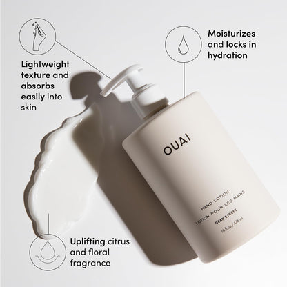 OUAI Hand Wash and Hand Lotion Set, Dean Street Scent - Moisturizes and Exfoliates with Daily Use - Made with Jojoba Esters, Avocado & Rosehip Oils (16 Fl Oz Each) - Maple Wellness Supplements